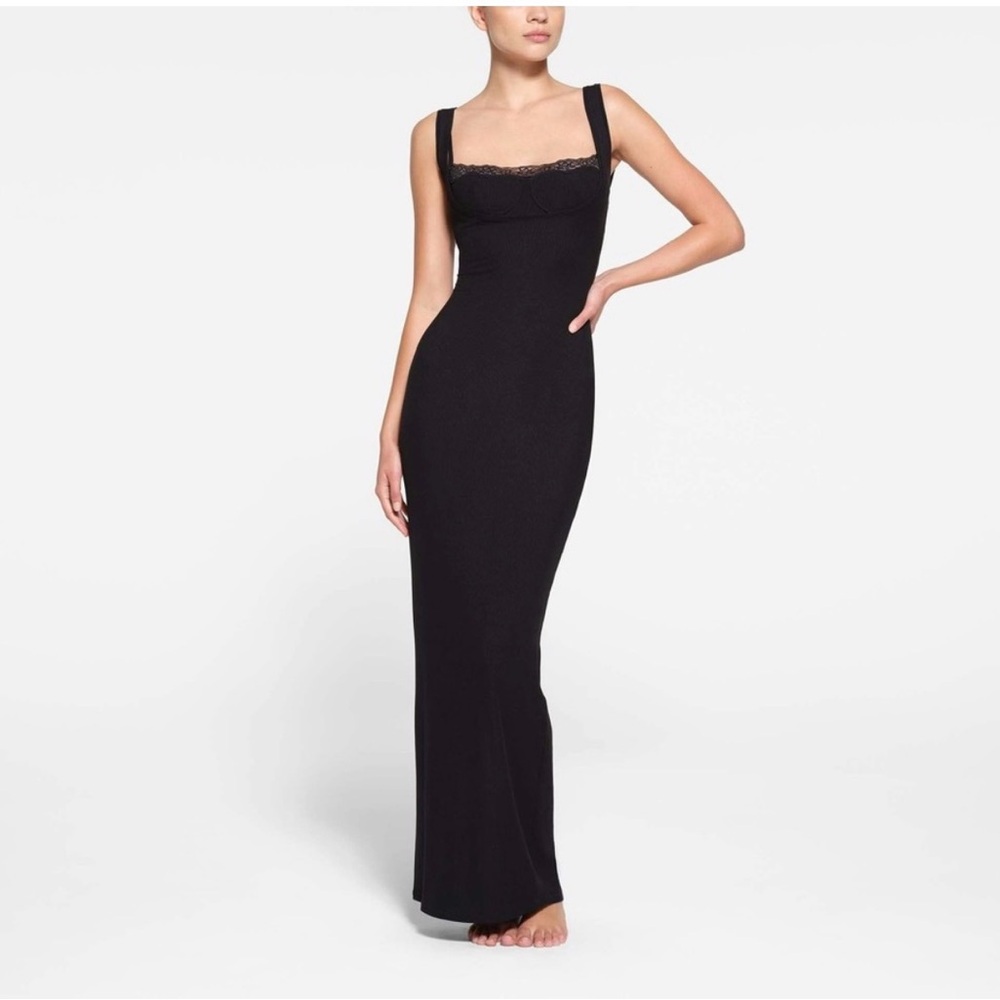 Skims soft Lounge ribbed bralette detail maxi dress
